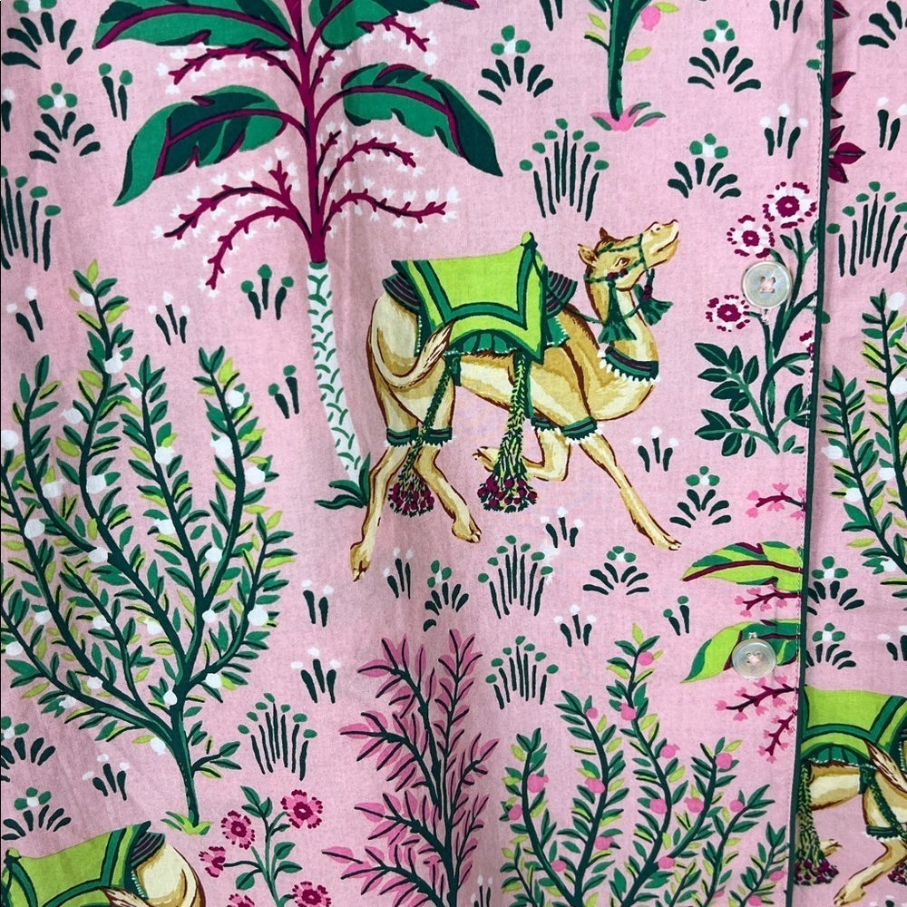 Printfresh Sz 5X Pajama Top Camel's Courtyard Pink & Green Organic Cotton NWT - Picture 5 of 9